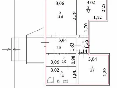 3-к квартира 45 м² 1/9 эт., Нагорная — миниатюра 40